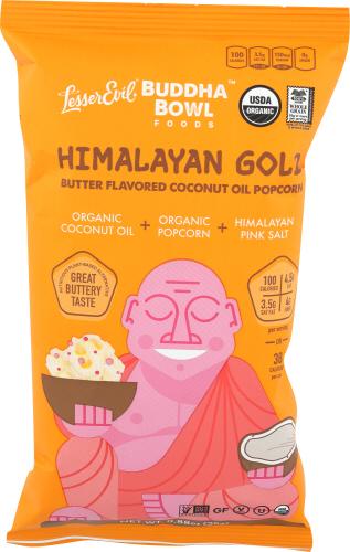 Lesser Evil Popcorn Bag Hmlyn Gld Organic - 0.88 Oz (18 Units)