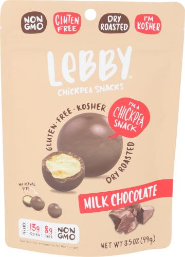 Lebby Snacks Chickpea Milk Chocolate Covered - 3.5 Oz (6 Units)