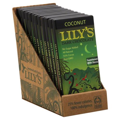 Lilys Sweets Chocolate Bar Drk Coconut - 3 Oz (12 Units)