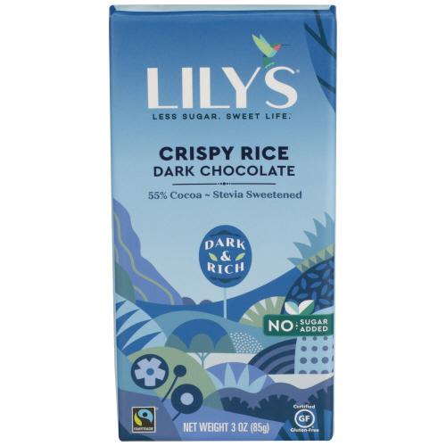 Lilys Sweets Chocolate Bar Drk Crispy Rice - 3 Oz (12 Units)