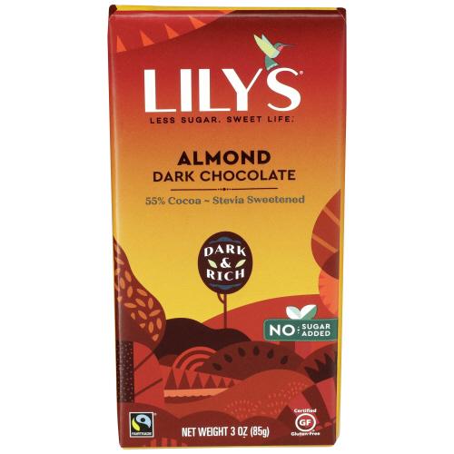 Lilys Sweets Chocolate Bar Drl Almond - 3 Oz (12 Units)