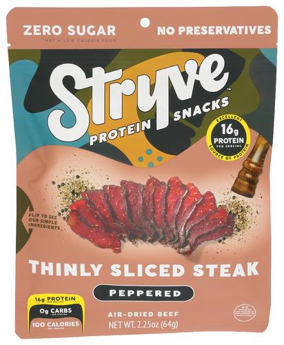 Stryve Protein Snacks Jerky Biltong Peppered - 2.25 Oz (12 Units)