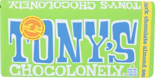 Tonys Chocolonely Bar Chocolate Drk Almd Sea Salt - 6.35 Oz (15 Units)