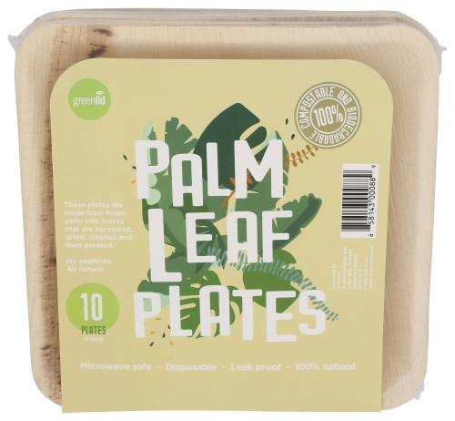 Greenlid Plates Sq Palm Leaf 8In - 10 Pk (16 Units)