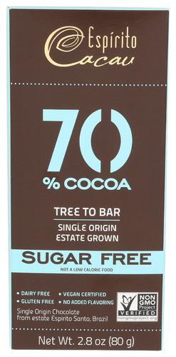 Espirito Cacau Bar Chocolate 70 Cocoa 0 Sugr - 2.82 Oz (10 Units)