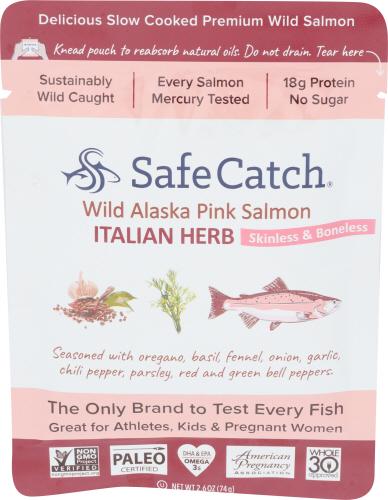Safecatch Salmon Italian Herb Pouch - 2.6 Oz (12 Units)