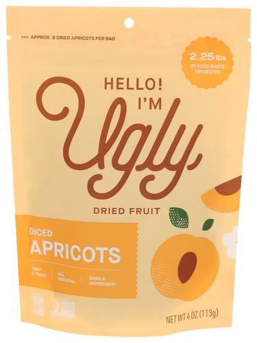 Hello Im Ugly Apricots Dried And Diced - 4 Oz (12 Units)