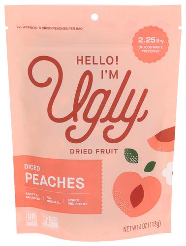 Hello Im Ugly Peaches Dried And Diced - 4 Oz (12 Units)
