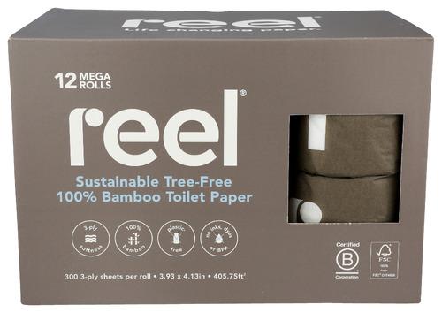 Reel Paper Tissue Bath Bamboo 3Ply - 12 Pk (2 Units)