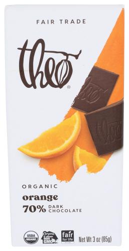 Theo Chocolate Chocolate Bar Drk Orange Organic - 3 Oz (12 Units)