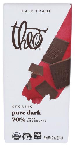 Theo Chocolate Chocolate Bar Drk 70% - 3 Oz (12 Units)