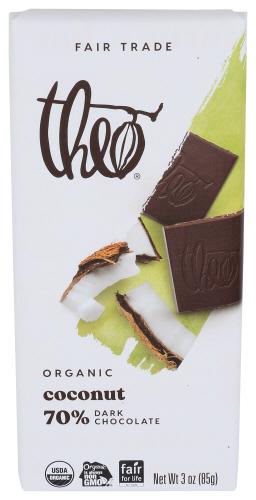 Theo Chocolate Chocolate Bar Drk Tstd Coconut - 3 Oz (12 Units)