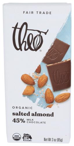 Theo Chocolate Chocolate Bar Milk Sltd Almonds - 3 Oz (12 Units)
