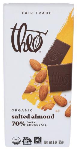 Theo Chocolate Chocolate Bar Drk Sltd Almond - 3 Oz (12 Units)