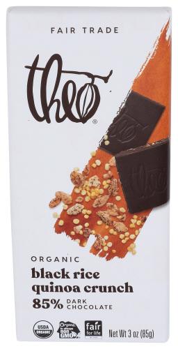 Theo Chocolate Chocolate Bar Dk 85% Blk Rice - 3 Oz (12 Units)