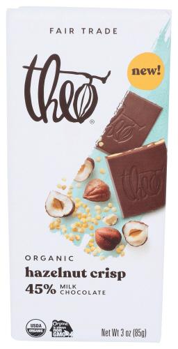 Theo Chocolate Bar Hazelnut Crisp - 3 Oz (12 Units)