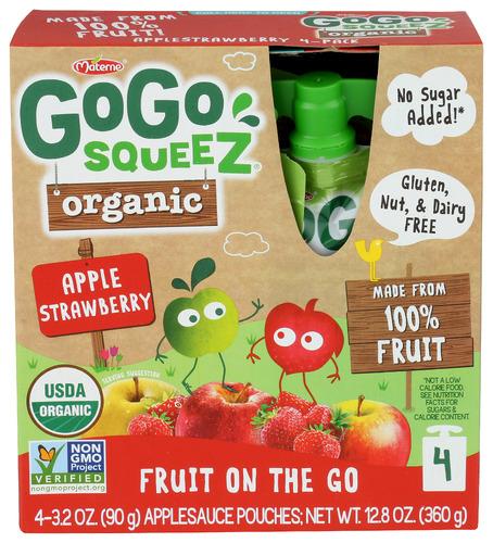 Gogo Squeez Applesc Strawbry 4Pk Organic - 12.8 Oz (12 Units)