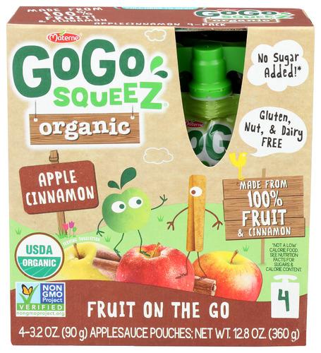 Gogo Squeez Applesc Cinnamon 4Pk Organic - 12.8 Oz (12 Units)