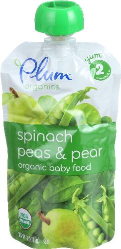 Plum Organics Baby Puree Spnch Pea Pear Organic - 4 Oz (6 Units)