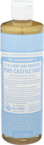 Dr Bronner Soap Liquid Castile Baby Unscented - 16 Oz